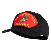 U.S. Marine Corps Semper Fi Red Patched Solid Cotton Twill Pro Style Cap - Black OSFM