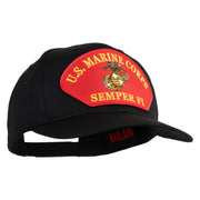 U.S. Marine Corps Semper Fi Red Patched Solid Cotton Twill Pro Style Cap - Black OSFM