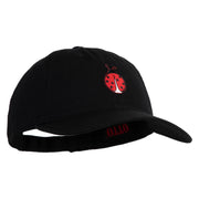 Small Ladybug Insect Embroidered Iron on Patched 6 Panel Washed Low Profile Dad Hat - Black OSFM