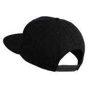 Old English White J Patched Cotton Twill Flat Bill Cap - Black OSFM