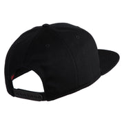 Old English White J Patched Cotton Twill Flat Bill Cap - Black OSFM