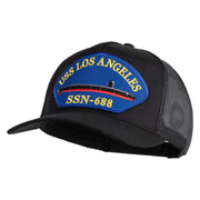 USS Los Angeles SSN 688 Blue Patched Solid Cotton Twill 5 panel Mesh Back Cap - Black OSFM