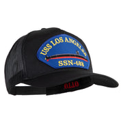 USS Los Angeles SSN 688 Blue Patched Solid Cotton Twill 5 panel Mesh Back Cap - Black OSFM