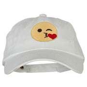 Blow Kiss Emoji Patched Unstructured Washed Cap