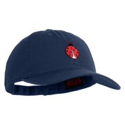 Small Ladybug Insect Embroidered Iron on Patched 6 Panel Washed Low Profile Dad Hat - Navy OSFM