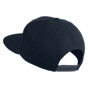 Old English White J Patched Cotton Twill Flat Bill Cap - Navy OSFM