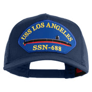 USS Los Angeles SSN 688 Blue Patched Solid Cotton Twill 5 panel Mesh Back Cap - Navy OSFM