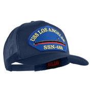 USS Los Angeles SSN 688 Blue Patched Solid Cotton Twill 5 panel Mesh Back Cap - Navy OSFM