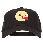 Blow Kiss Emoji Patched Unstructured Washed Cap