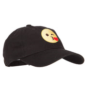 Blow Kiss Emoji Patched Unstructured Washed Cap