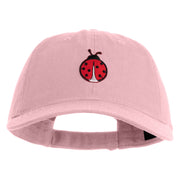 Small Ladybug Insect Embroidered Iron on Patched 6 Panel Washed Low Profile Dad Hat - Pink OSFM