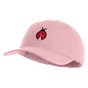Small Ladybug Insect Embroidered Iron on Patched 6 Panel Washed Low Profile Dad Hat - Pink OSFM
