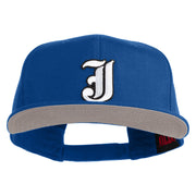 Old English White J Patched Cotton Twill Flat Bill Cap - Royal OSFM