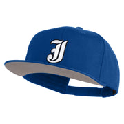 Old English White J Patched Cotton Twill Flat Bill Cap - Royal OSFM