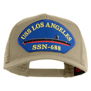 USS Los Angeles SSN 688 Blue Patched Solid Cotton Twill 5 panel Mesh Back Cap - Khaki OSFM