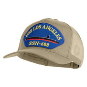 USS Los Angeles SSN 688 Blue Patched Solid Cotton Twill 5 panel Mesh Back Cap - Khaki OSFM
