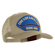USS Los Angeles SSN 688 Blue Patched Solid Cotton Twill 5 panel Mesh Back Cap - Khaki OSFM
