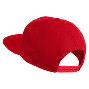 Old English White J Patched Cotton Twill Flat Bill Cap - Red OSFM