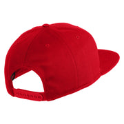 Old English White J Patched Cotton Twill Flat Bill Cap - Red OSFM