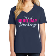 It Is A Good Day For Dancing Big Size Core Cotton V neck T-Shirt - Navy XS