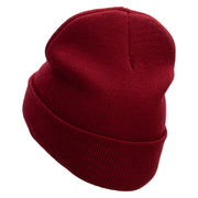 Yikes Embroidered 12 Inch Long Knitted Beanie - Maroon OSFM