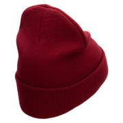 Yikes Embroidered 12 Inch Long Knitted Beanie - Maroon OSFM