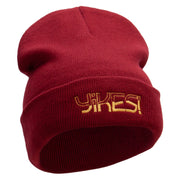 Yikes Embroidered 12 Inch Long Knitted Beanie - Maroon OSFM