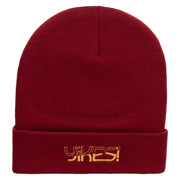 Yikes Embroidered 12 Inch Long Knitted Beanie - Maroon OSFM