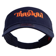 Thankful with Fall Season Embroidered Cotton Twill Sun Visor - Navy OSFM