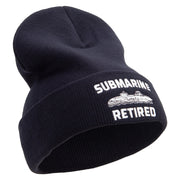 Submarine Retired Embroidered 12 Inch Solid Long Beanie Made in USA - Black OSFM