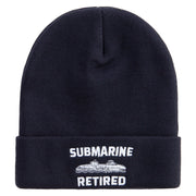 Submarine Retired Embroidered 12 Inch Solid Long Beanie Made in USA - Black OSFM