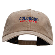 Colorado Year Established Embroidered Washed Solid Pigment Dyed Cotton Twill Brass Buckle Cap - Khaki OSFM