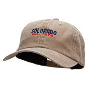 Colorado Year Established Embroidered Washed Solid Pigment Dyed Cotton Twill Brass Buckle Cap - Khaki OSFM