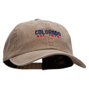 Colorado Year Established Embroidered Washed Solid Pigment Dyed Cotton Twill Brass Buckle Cap - Khaki OSFM