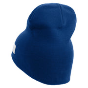 Licensed Made in USA Golden Dolphin US Submarine Veteran Symbol Embroidered 8 Inch Solid Knit Short Beanie - Royal-Blue OSFM