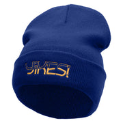 Yikes Embroidered 12 Inch Long Knitted Beanie - Royal OSFM