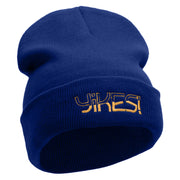 Yikes Embroidered 12 Inch Long Knitted Beanie - Royal OSFM