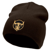 Bull Face Embroidered 8 Inch Short Beanie