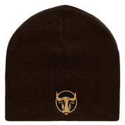 Bull Face Embroidered 8 Inch Short Beanie