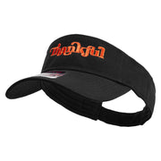 Thankful with Fall Season Embroidered Cotton Twill Sun Visor - Black OSFM