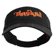 Thankful with Fall Season Embroidered Cotton Twill Sun Visor - Black OSFM