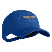 U.S. Air Force Pilot Veteran Embroidered Washed Solid Pigment Dyed Cotton Twill Brass Buckle Cap - Royal OSFM