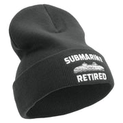 Submarine Retired Embroidered 12 Inch Solid Long Beanie Made in USA - Dk-Grey OSFM