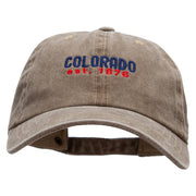 Colorado Year Established Embroidered Washed Solid Pigment Dyed Cotton Twill Brass Buckle Cap - Olive OSFM