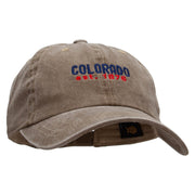 Colorado Year Established Embroidered Washed Solid Pigment Dyed Cotton Twill Brass Buckle Cap - Olive OSFM