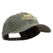 Gone Fishing Embroidered Cotton Twill Premium Pigment Dyed Cap - Olive OSFM