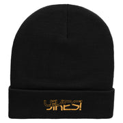 Yikes Embroidered 12 Inch Long Knitted Beanie - Black OSFM