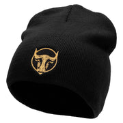 Bull Face Embroidered 8 Inch Short Beanie