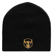 Bull Face Embroidered 8 Inch Short Beanie