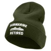 Submarine Retired Embroidered 12 Inch Solid Long Beanie Made in USA - Olive OSFM